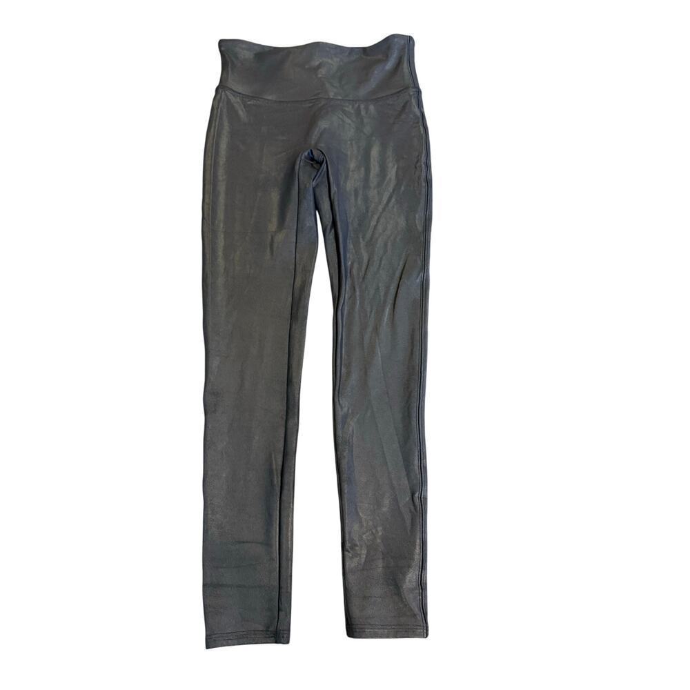 SPANX Black Faux Leather Leggings Pants Women size M